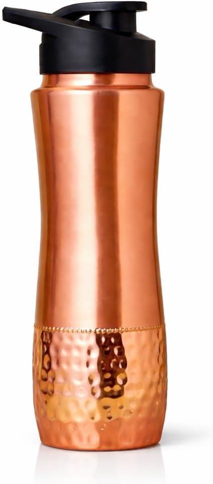 2activelife Copper Water Bottle with Sipper Lid – 30.4 Oz (900 mL) 100% Pure Solid Copper Bottle for Drinking Water – Unlined Ayurvedic Tamra Jal Bottle for Daily Hydration, Immunity & Wellness