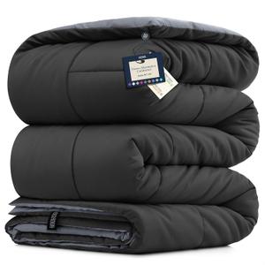 BELADOR Queen All-Season Duvet Insert - Down Alternative, Mid-Plush Lightweight Comforter, Box Quilted Siliconized Fiberfill Oeko-Tex Hotel Comforter (Black/Gray)