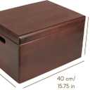 Creative Deco Large Brown Wooden Box Storage with Hinged Lid | 15.8x11.8x9.44in (+-0.5) | Keepsake Decorative Gift Box | Acacia-Like Wood Chest Trunk PRODUCT NOT INTENDED FOR 15 YEARS OR BELOW