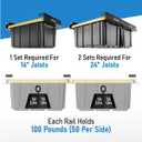 USA Based Overhead Garage Storage Rack, Connectable Heavy Duty Metal Ceiling Rails Garage Storage Organization Shelving System, Hanging Racks Tote Containers, Supports Up To 6 Bins, 4 Sets Black