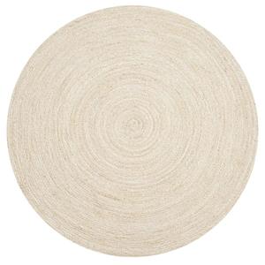 Hausattire Hand Woven Jute Braided Rug, 9’ Round – Off White, Reversible Boho Entry Area Rugs for Kitchen, Living Room I Farmhouse Decorative Floor Rug, 9 Feet Round