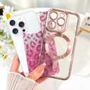 BITOBE Designed for iPhone 15 Pro Glitter Case Cheetah Print Design, Luxury Sparkly Shockproof Slim Leopard Bumper with Camera Protection for Women Girls Men 6.1"- Pink