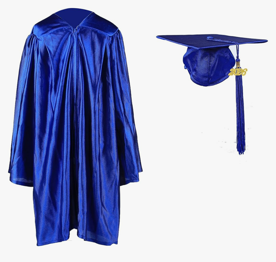 Shiny Kindergarten Graduation Cap and Gown Set  Color: Royal Blue Size:21" 2025