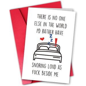 5 x Funny Anniversary Card for Husband, Snoring Card for Boyfriend, Humorous Birthday Card for Him, Funny Couples Card for Wife, Novelty Valentines Day Card, Blank Greeting Card with Envelope (#002)