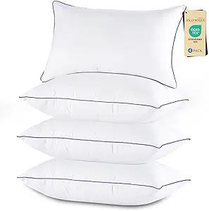 JOLLYVOGUE Pillows Standard Size Set of 4, Washable Supportive Full Size Bed Pillows with Super Soft Down Alternative Fill, Luxury Fluffy Hotel Quality for Side, Back and Stomach Sleepers