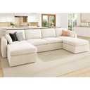HONBAY Sectional Couch with Storage Seats, Modular Sectional Sofa with Storage Ottoman, U Shaped Sectional Couches for Living Room, Light Beige