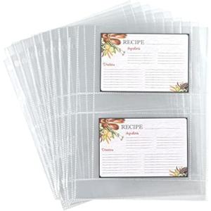 Samsill Recipe Card Page Protectors for 8.5 x 11 Recipe Binder, 4 x 6 Pockets, 2 Pockets, 50 Count, Recipe Book Pocket Page Refill Sheets, Side Margin Loading, for 8.5 x 11 Standard 3 Ring Binders