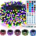 Brizled Color Changing Christmas Lights, 33ft 100 LED RGB Mard Gras Light String with Remote, Dimmable Mini Light String, USB Indoor Decorative Lighting Party Xmas Tree Wreath Year-Round Holiday