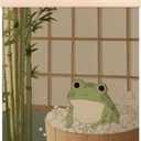 laveliabel Funny Frog Bathroom Poster Hanger Frame, Frog in Bathtub Banner Poster with Wood Hanger, Cute Whimsical Animal Botanical Aesthetic Wall Art Decor for Toilet Washroom Restroom, 12x16in