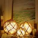 3 Pack Glass Fishing Float Nautical Lamp Coastal Beach Decor Nautical LED Light up Glass Buoy for Coastal Beach Decor (Classic Color)