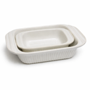 Artena Casserole Dishes For Oven, Ceramic Baking Dish, Large Lasagna Pan With Handles, Baking Pan Casserole Dish, Rectangular Bakeware Deep, White, Set Of 2 (2.3Qt/1.1Qt) (Only Baking Dish)