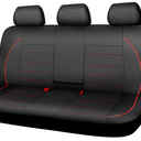 CAR PASS Leather Back Seat Cover,Piping Waterproof Bench Seat Cover, Rear Seat Cover Universal Fit for Cars Sedans SUVs Truck 95% Automotive Interior Backseat Car Covers (Rear,Black and Red)