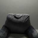 Reading Pillow for Sitting in Bed Adult, 19" Reading Pillow with Shredded Memory Foam, Back Pillow for Sitting Up with Extend Arms, Pockets, Bed Pillow with Washable Cover, Grey