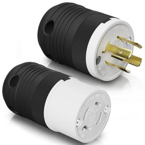 AIDA NEMA L14-20P & NEMA L14-20R Locking Plug and Connector, Twist Generator Male and Female Adapter, 20 Amp, 125/250 Volt, 3-Pole 4-Wire Grounding, Industrial-Strength Heavy Duty, UL Listed AIDA NEMA L14-20P & NEMA L14-20R Locking Plug and Connector, Twist Generator Male and Female Adapter, 20 Amp, 125/250 Volt, 3-Pole 4-Wire Grounding, Industrial-Strength Heavy Duty, UL Listed