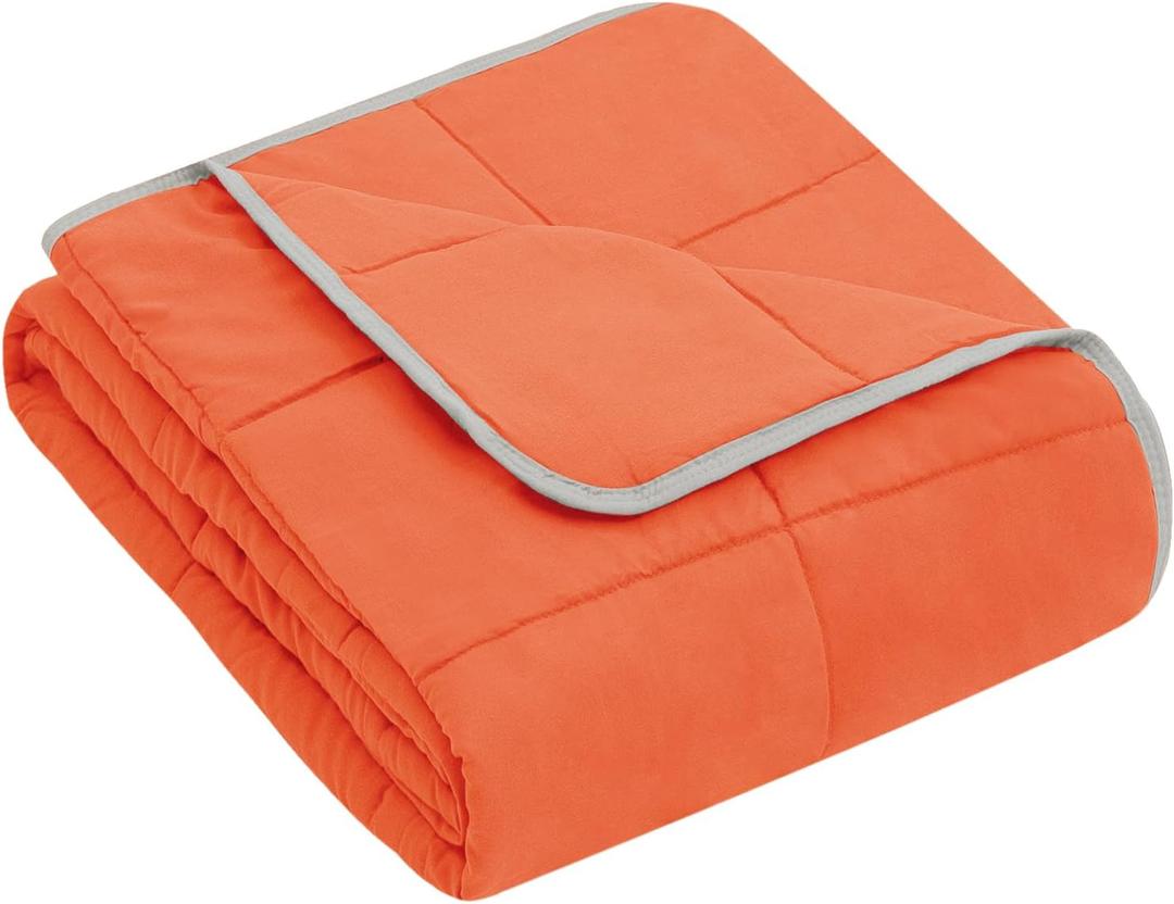 yescool Weighted Blanket (7 lbs, 41" x 60", Orange) Cooling Heavy Blanket for Sleeping Perfect for 60-90 lbs, Breathable Blanket with Premium Glass Bead, Machine Washable