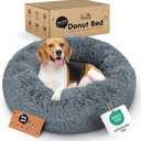 Donut Dog Bed - Premium Comfort for Anxiety Relief - Fluffy & Calming Design with Ultra-Plush Support | Cozy Round Dog Bed with Super Soft Circle Style (Size M Dark Grey)