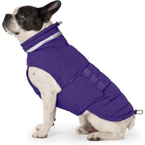 Mklhgty Waterproof Dog Coat for Medium Dogs, Warm Dog Winter Jacket, Reflective Windproof Turtleneck Dog Cold Weather Coats with Adjustable Hook & Loop - Purple - M (M: 18-38lbs)