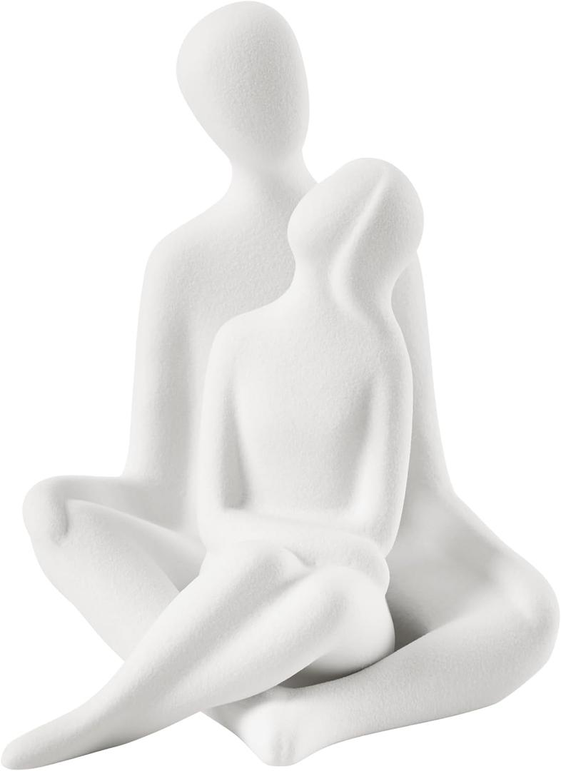 Danya B Hans White Abstract Sitting Couple Decorative Accent Matte Ceramic Sculpture Figure Set