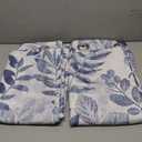 Linen Curtains for Living Room 63 inch Length Leaf Print Botanical Sheer Curtains Natural Texture Soft Touch Light Filtering Privacy Protect Drapes, Blue, 55" Wide, Set of 2 Panel