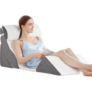 5PCS Adjustable Wedge Pillow for Sleeping, Post Surgery, Dual Layer Memory Foam for Back, Neck, Knee Pain Relief, Orthopedic Bed Wedge Pillow Set, Anti Snoring Acid Reflux GERD (Grey)