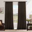 Dark Chocolate 96 Inch Blackout Pinch Pleated Curtains 2 Panels Set for Living Room Darkening Thick Linen Textured 100% Black Out Drapes 96 Inches Long Pinch Pleat Light Blocking Bedroom Brown