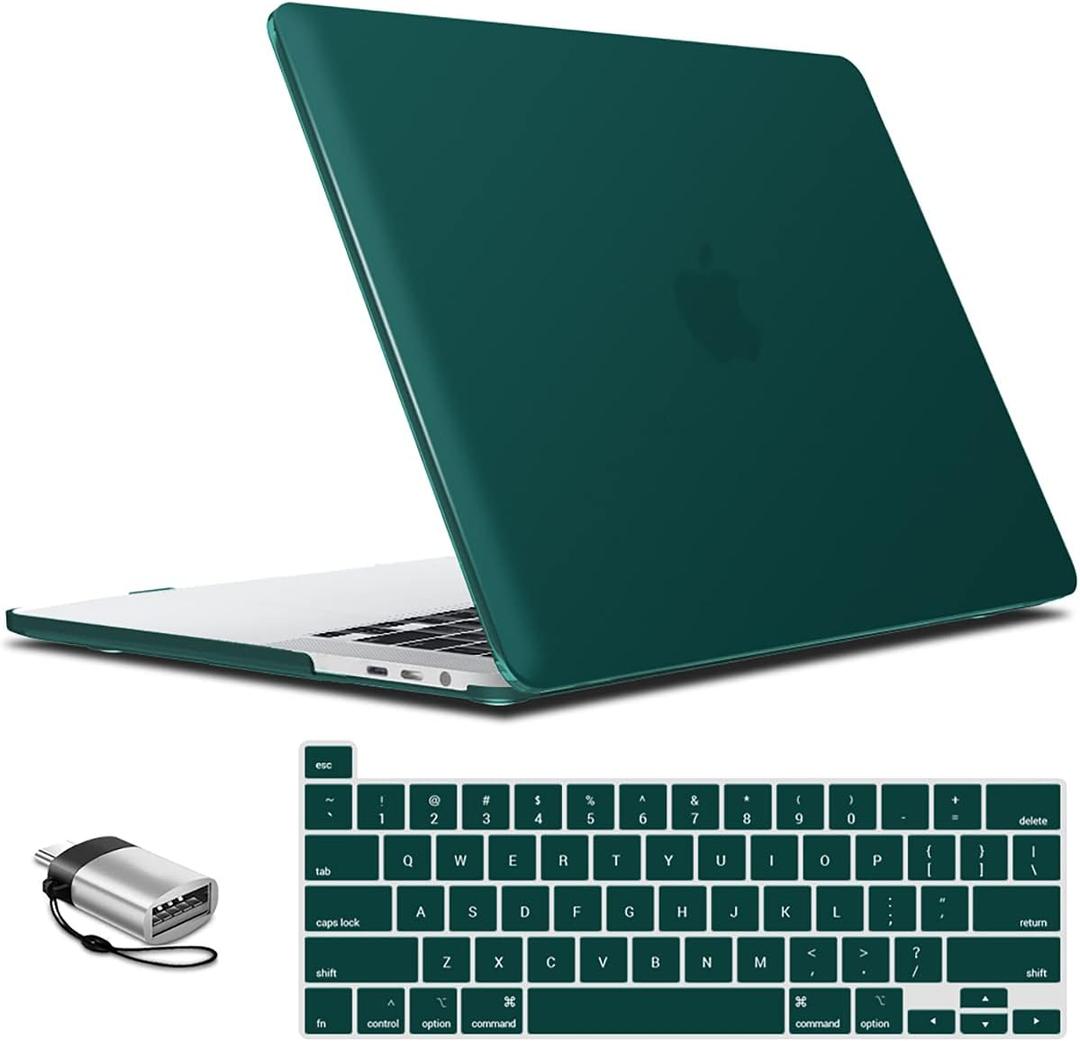 IBENZER Compatible with MacBook Pro 16 Inch Case A2141 Release 2020 2019, Hard Shell Case with Keyboard Cover & Type C Adapter for Old Version Mac Pro 16, Quetzal Green, T16QUGN+1TC