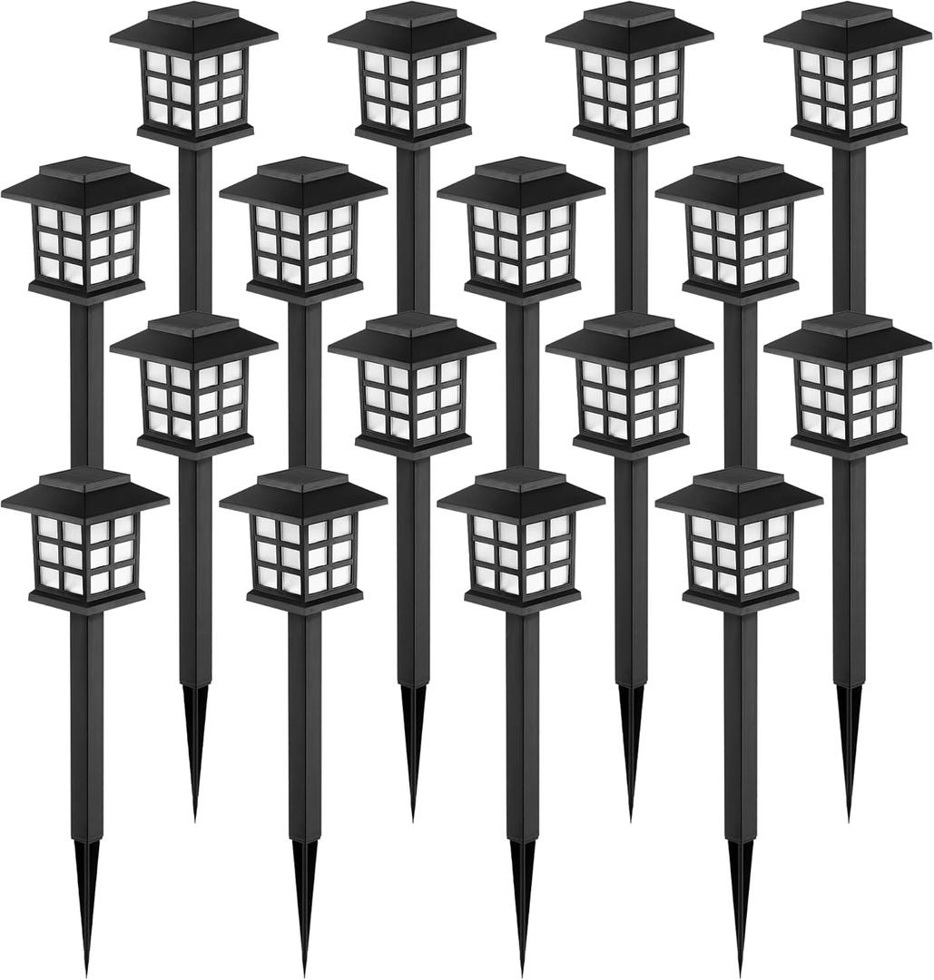 GIGALUMI Solar Outdoor Lights 16 Pack LED Solar Lights Outdoor Waterproof, Solar Walkway Lights Maintain 10 Hours of Lighting for Your Garden, Landscape, Path, Yard, Patio, Driveway (Warm White)