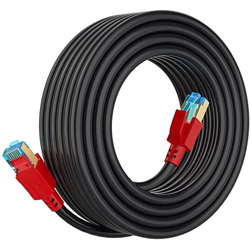 Cat 8 Ethernet Cable 50 ft, 6ft 10ft 20ft 30ft 40ft 75ft 100ft 150ft Heavy Duty High Speed Internet Network Cable 26AWG 40Gbps 2000Mhz,Professional LAN Cable Shielded in Wall,Indoor Outdoor (Black)