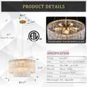 CATINER Modern 20" Crystal Glass Chandelier 7-Light Gold Chandeliers
Luxury Water Ripple Glass Pendant Ceiling Light,Round 2 Tiers Hanging Lighting,for Dining Room Foyer Living Room,E12