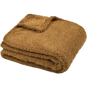 Blanket - Size 92x60 Inch - 100% Polyester - Camel - Montreal Model - Blanket - Soft Warm Fluffy Plain 