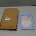 THKRLOF 4x6 Picture Frame with Mat for 3.5x5, Wavy Edge Wooden Real Glass Photo Frame for Tabletop and Wall Hanging, Blue, 1 Pack