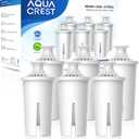 AQUA CREST CF06A Replacement for Brita Filter, Brita Water Pitchers and Dispensers, Classic OB03, Mavea 107007, and More, NSF Certified Pitcher Water Filter, 1 Year Filter Supply, 6 Pack