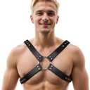 RTeczSolve Chest Harness Belt Costume for Men, Men's Body Belt, Adjustable PU Leather Sexy Male Punk Chest Shoulder Harness Muscle Show Fashion Costumes Clubwear for Cosplay Party Nightclub