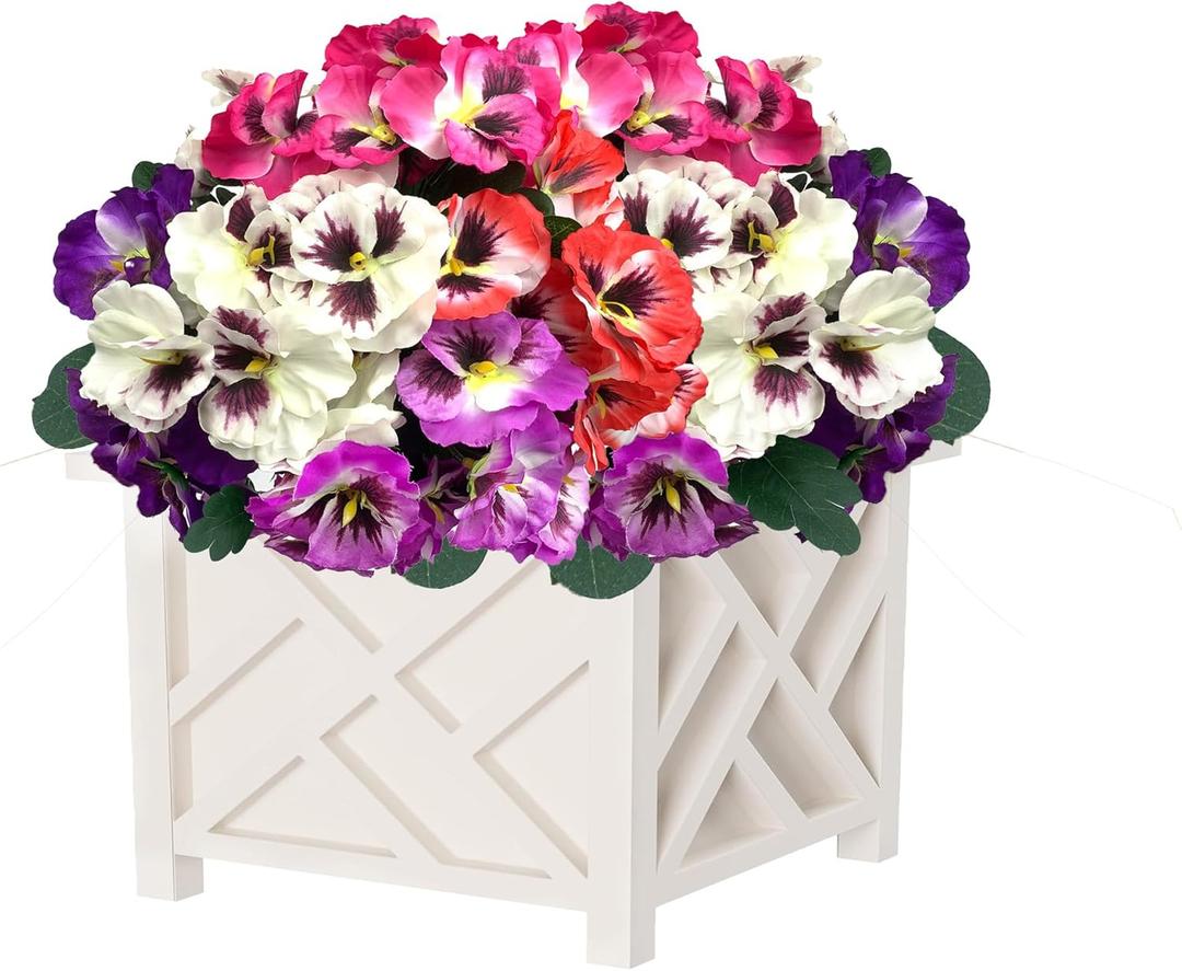 Artificial Flowers for Outdoors,10 Bundles UV Resistant Fake Silk Pansy Flowers,Summer Pansies Faux Plants Outdoor Decorations for Patio,Garden Porch Planters(Mix-Color)