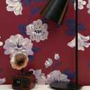 2 x HeloHo Floral Wall Paper Red Peel and Stick Wallpaper 17.3" x 197" Vintage Self Adhesive Removable Waterproof Contact Paper for Living Room Bedroom Decor