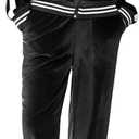 Ekouaer Women's Velvet Velor Tracksuits 2 Piece Lounge Outfits Zip Up Sweatshirt and Sweatpants with Pockets S-3XL (Medium, Black)