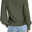 DOROSE Womens Tops Puff Sleeve Blouses Dressy Casual Work T Shirts (Green, S)