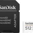 SANDISK 512GB High Endurance Video microSDXC Card with Adapter for Dash Cam and Home Monitoring Systems - C10, U3, V30, 4K UHD, Micro SD Card - SDSQQNR-512G-GN6IA