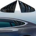 YHCDSEA for Tesla Model S Rear Side Window Covers Louvers Sport Style Cool Exterior Decoration fit Tesla Model S 2017-2025 Accessories (Glossy Black)