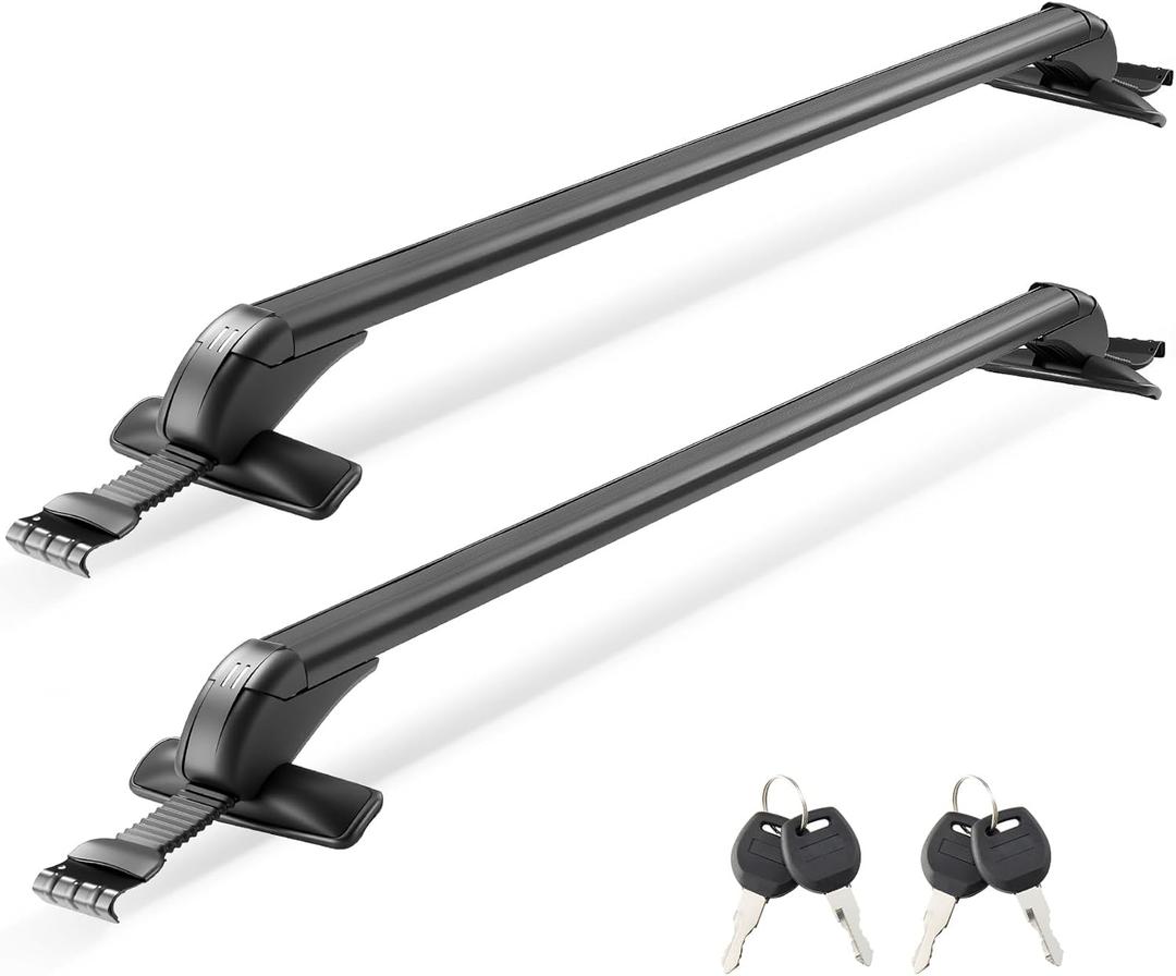 VEVOR Roof Rack Cross Bars, Universal Fit for Naked Roofs Without Raised Rails/Flush Rail/Black Moldings, 165 LBS Capacity, Lockable Heavy Duty Aluminum Crossbar Racks Roof Rail Rooftop Luggage Canoe
