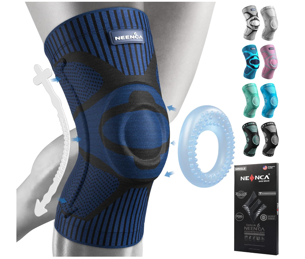 NEENCA Professional Knee Brace for Pain Relief, Medical Knee Compression Sleeve, Knee Support with Horizontal Knit Tech for Meniscus Tear, ACL, Arthritis, Joint Pain, Runner, Workout