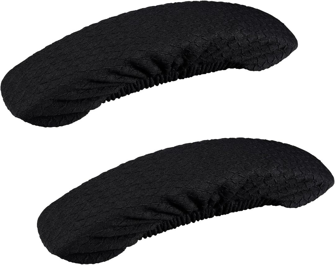 Smiry Stretch Jacquard Office Computer Chair Armrest Covers, 2PCs Removable Washable Anti-dust Desk Chair Arm Pad Covers, Black