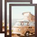 KTKDE A4 Picture Frame set of 3, Document Frame 8.3x11.7 Walnut Certificate Frame with Plexiglass Gallery Wall Frame Table frame best gift