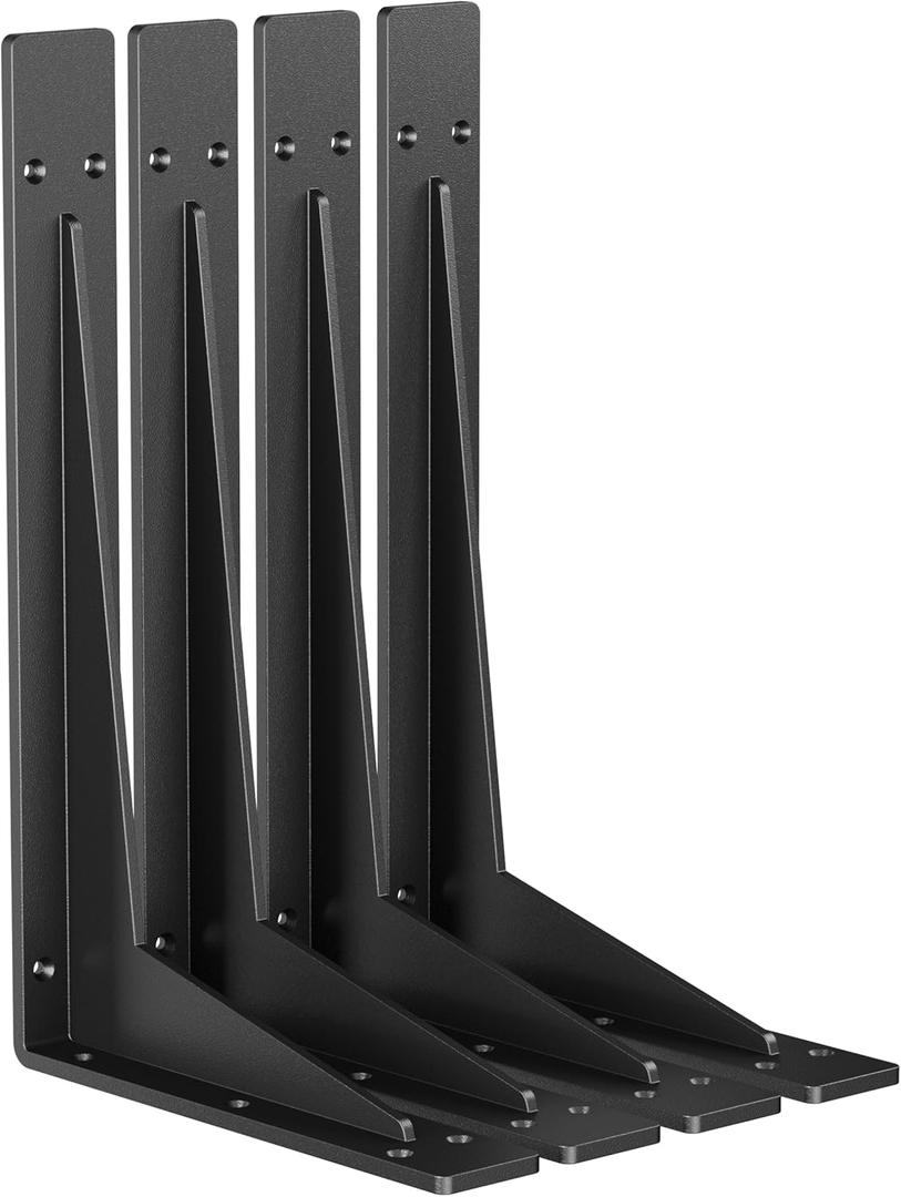 4-Pack 18 Inch Heavy Duty Shelf Brackets, Premium Metal Wall Bracket for Mantel, Countertop Support, Garage Storage Shelves | Floating Shelf Hardware | High Strength Corner Brace