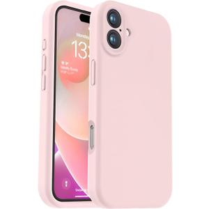 Vooii Compatible with iPhone 16 Case, Liquid Silicone Upgrade [Camera Protection] [Soft Anti-Scratch Microfiber Lining] Shockproof Phone Case for iPhone 16 6.1 inch - Chalk Pink