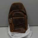 Le'aokuu Men Outdoor Casual Travel Hiking Tea Crossbody Chest Sling Bag Rig One Shoulder Strap Bag Backpack Men Leather (A 8013 Dark Brown)