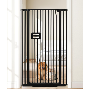 HIDOG 55'' Extra Tall Cat Gate, 30.1"-34.1" Wide Auto Close Tall Pet Gate for Doorways, Pressure Mounted High Dog Door Gate No Drilling Cat Fence Safety Baby Gate for Stairs, Doorways, Black