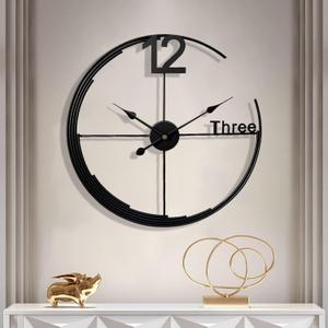 Large Wall Clock, Decorative Modern Wall Clock Round Silent Non-Ticking Battery Operated Clocks for Living Room/Home/Kitchen/Bedroom/Office/School Decor (Black, 30 inch)