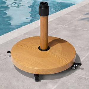 Patio Umbrella Base with 4 Wheels, 44lbs Round Concrete Stand