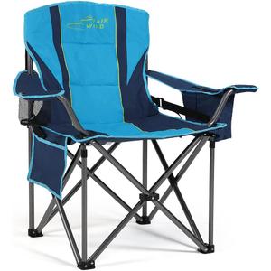 FAIR WIND Oversized Fully Padded Camping Chair with Lumbar Support, Heavy Duty Cooler Bag Fold Chair Support 450 LBS, Green (Single Pack)
